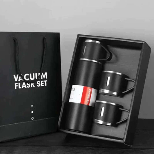 Stainless Steel 500ml Flask with 2 Mug random colours